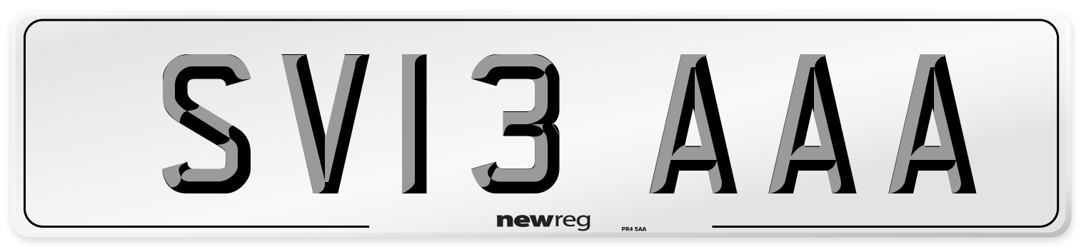 SV13 AAA Number Plate from New Reg
